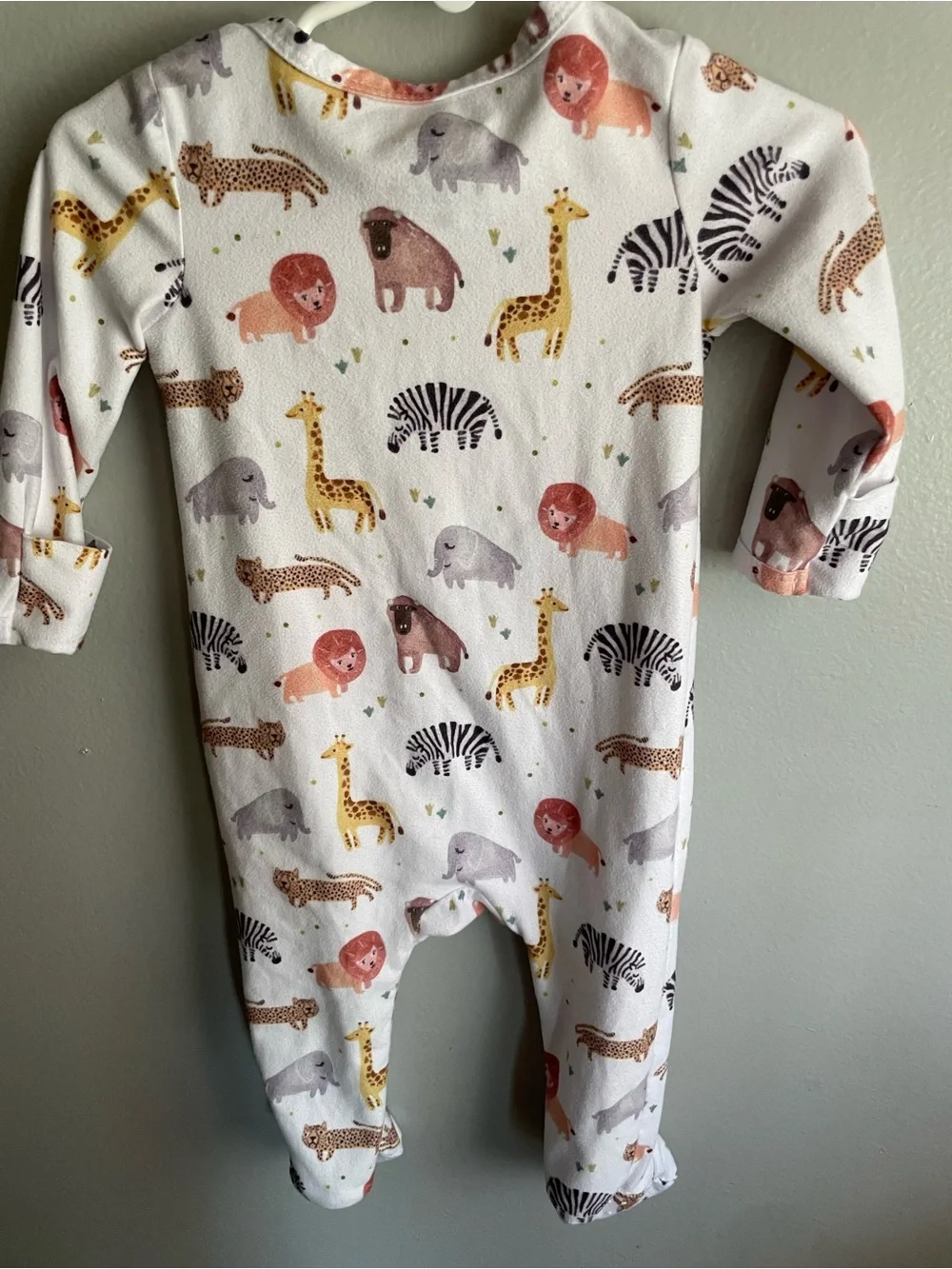 Caden Lane White Safari Animal Print Footed One-Piece